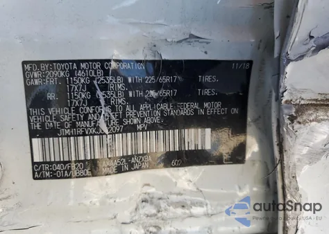 2019 Toyota Rav4 Le z USA, uszkodzony, nr VIN JTMH1RFVXKJ002097